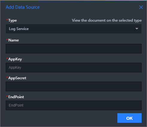 Add a Log Service data source