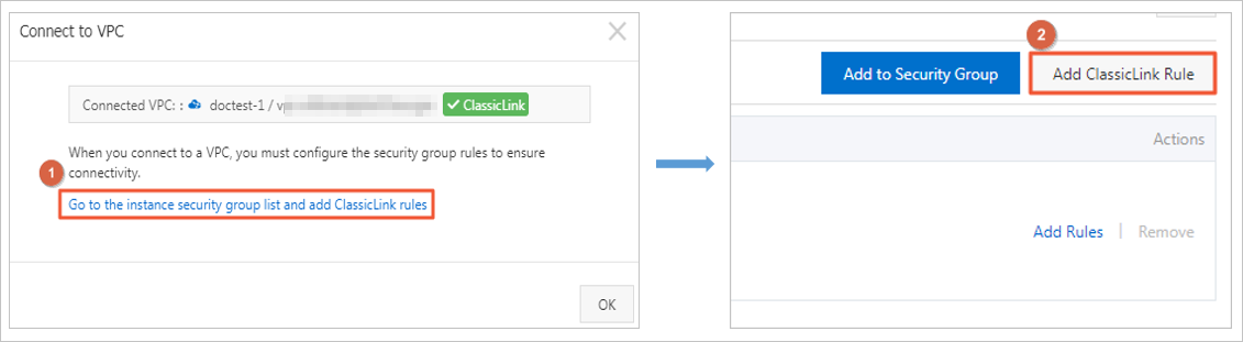 Configure a security group rule for ClassicLink