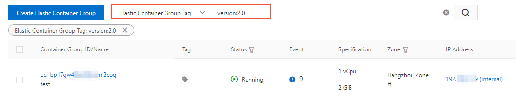 Filter instances by tag