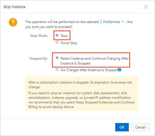Retain Instance and Continue Charging After Instance Is Stopped