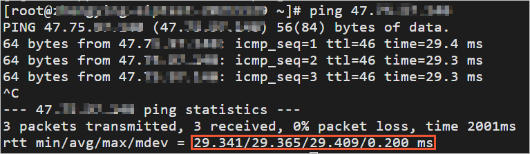 Network latency when the ECS instance is associated with the BGP (Multi-ISP) Pro EIP