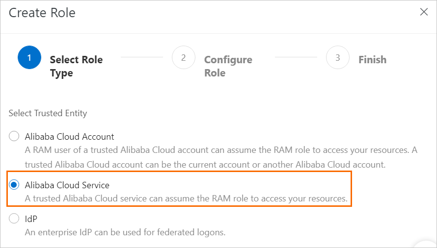 Create a RAM role