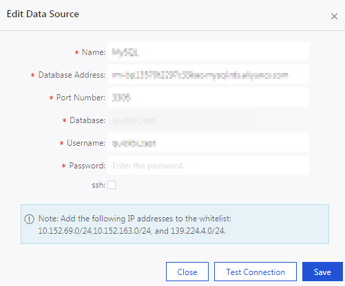 Modify the data source information