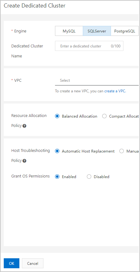 Create a MyBase for SQL Server dedicated cluster
