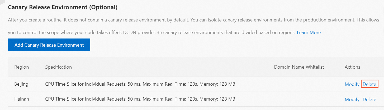 Canary release environment