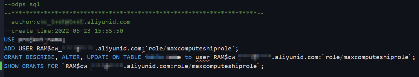 MaxCompute authorization