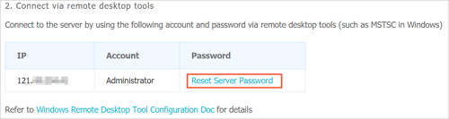 Reset the logon password of a Windows server