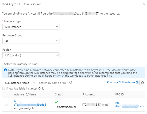Associate an Anycast EIP with a cloud resource