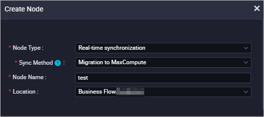 Create a real-time data sync node to synchronize data to MaxCompute