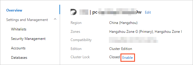 Enable the cluster lock feature