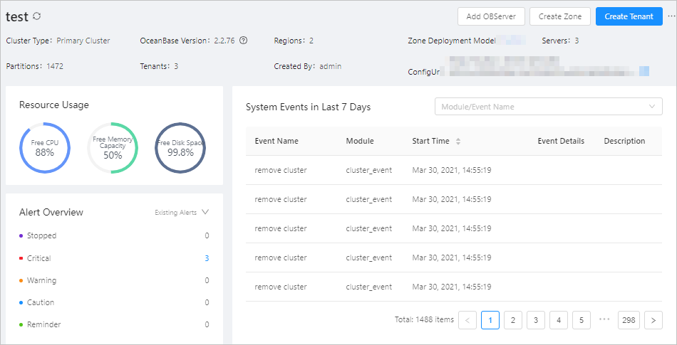 Tenant Management page