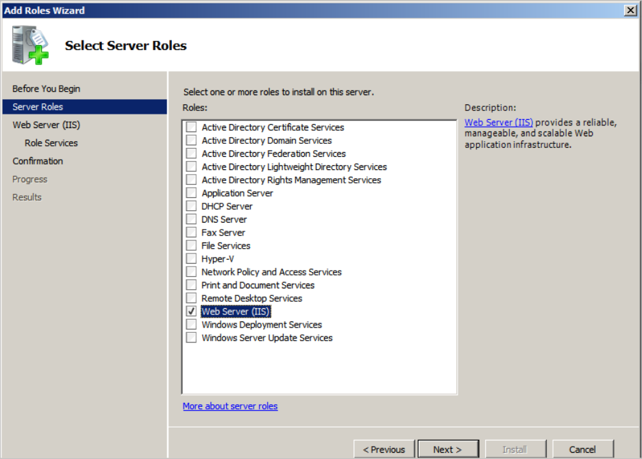 Select Web Server (IIS)