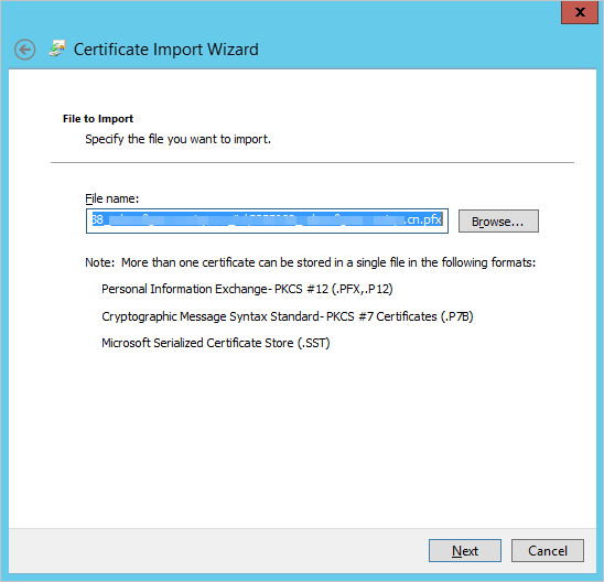 Certificate Import Wizard-File Name