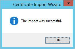 Certificate Import Wizard-Import Successful