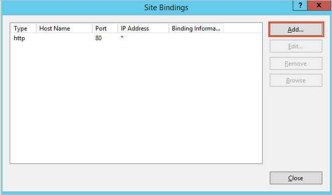 Site Bindings-Add