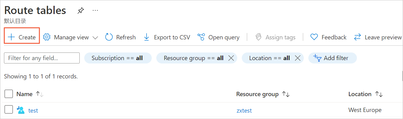 Create a route table in Azure