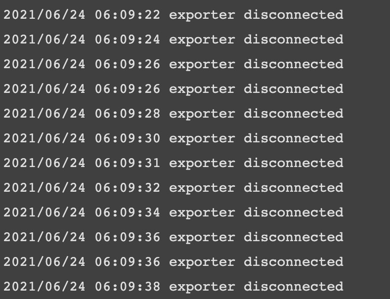 Logs of a pod with errors
