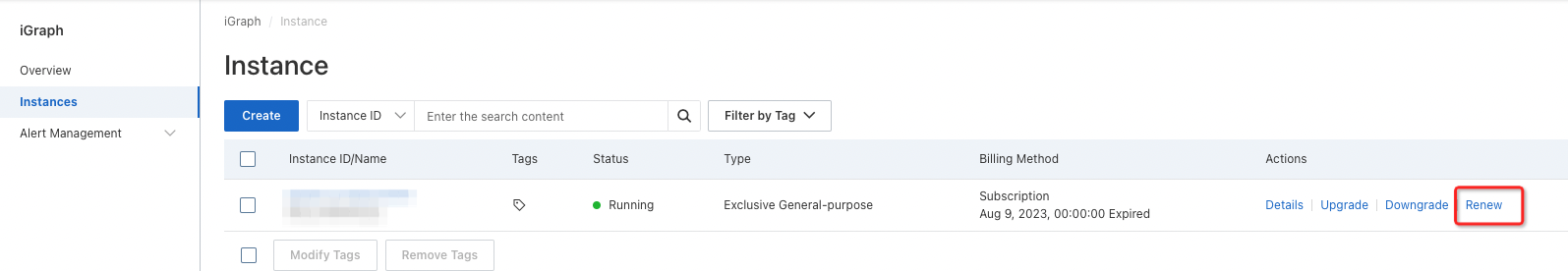 Renew a Graph Compute instance - Graph Compute - Alibaba Cloud ...