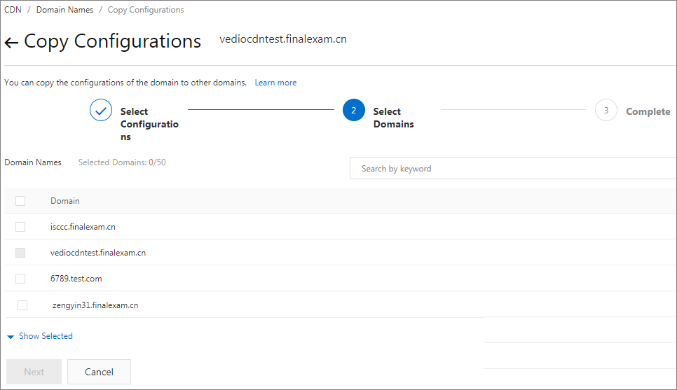 Select configurations