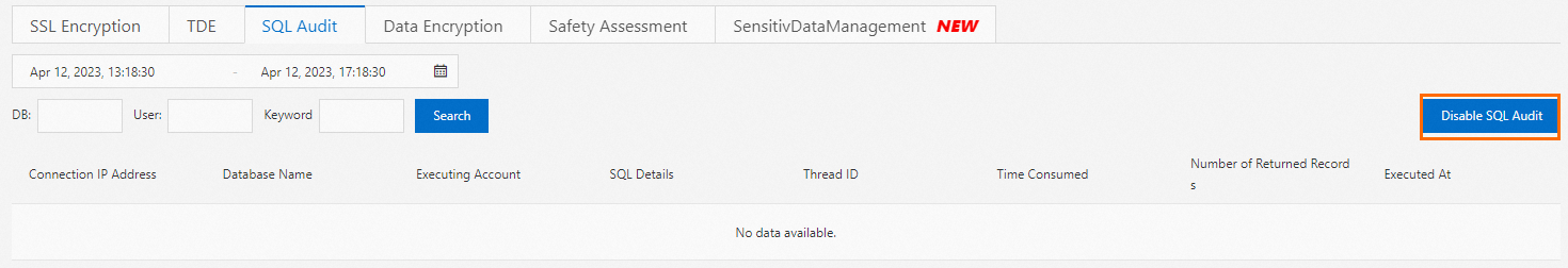 Disable SQL Audit