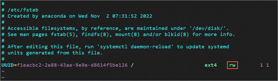 修改挂载模式为rw