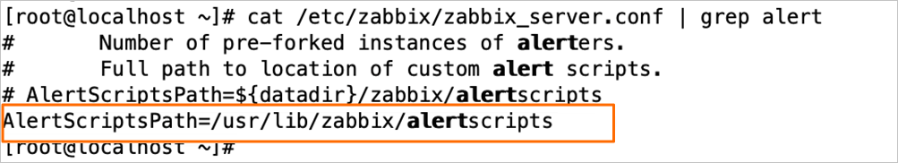 The path of the Zabbix script
