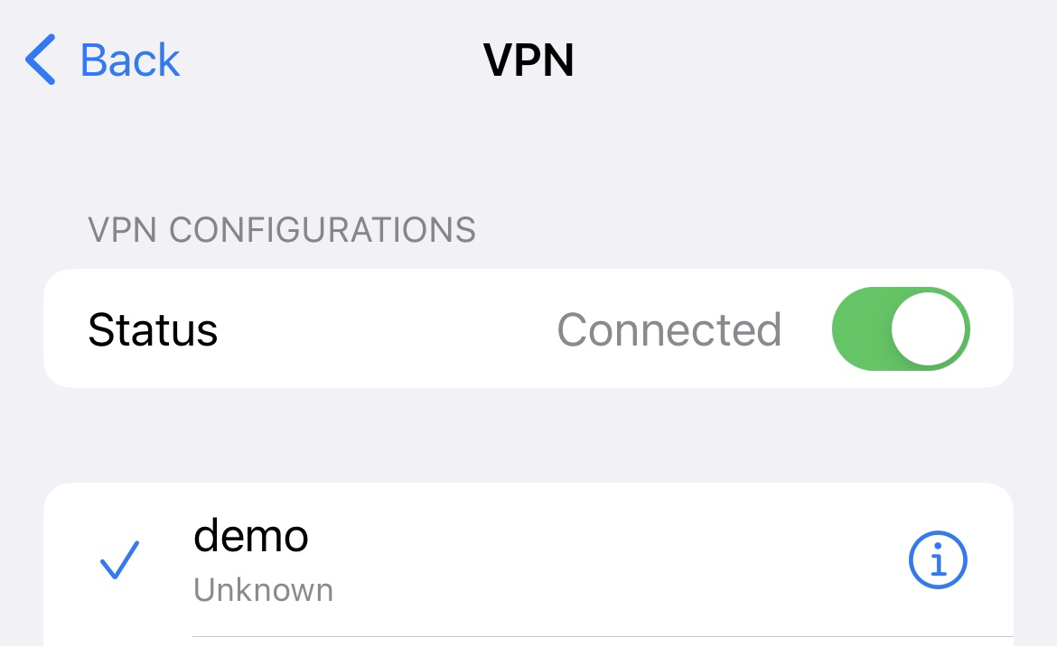 VPN connection status