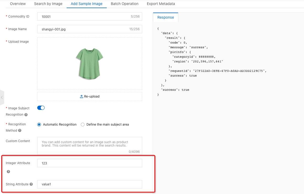 Specify fields in the Image Search console