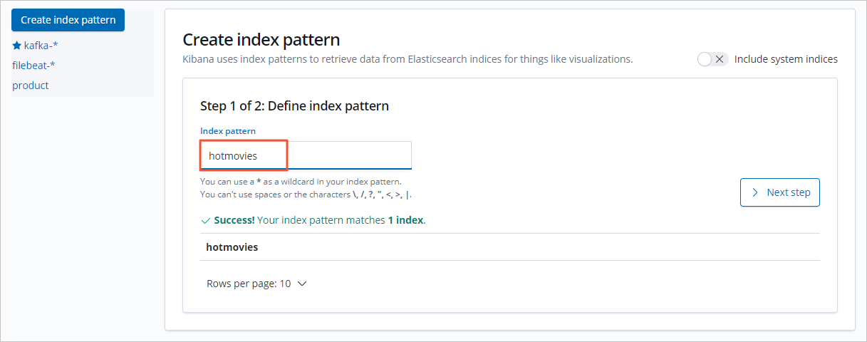 Create an index pattern