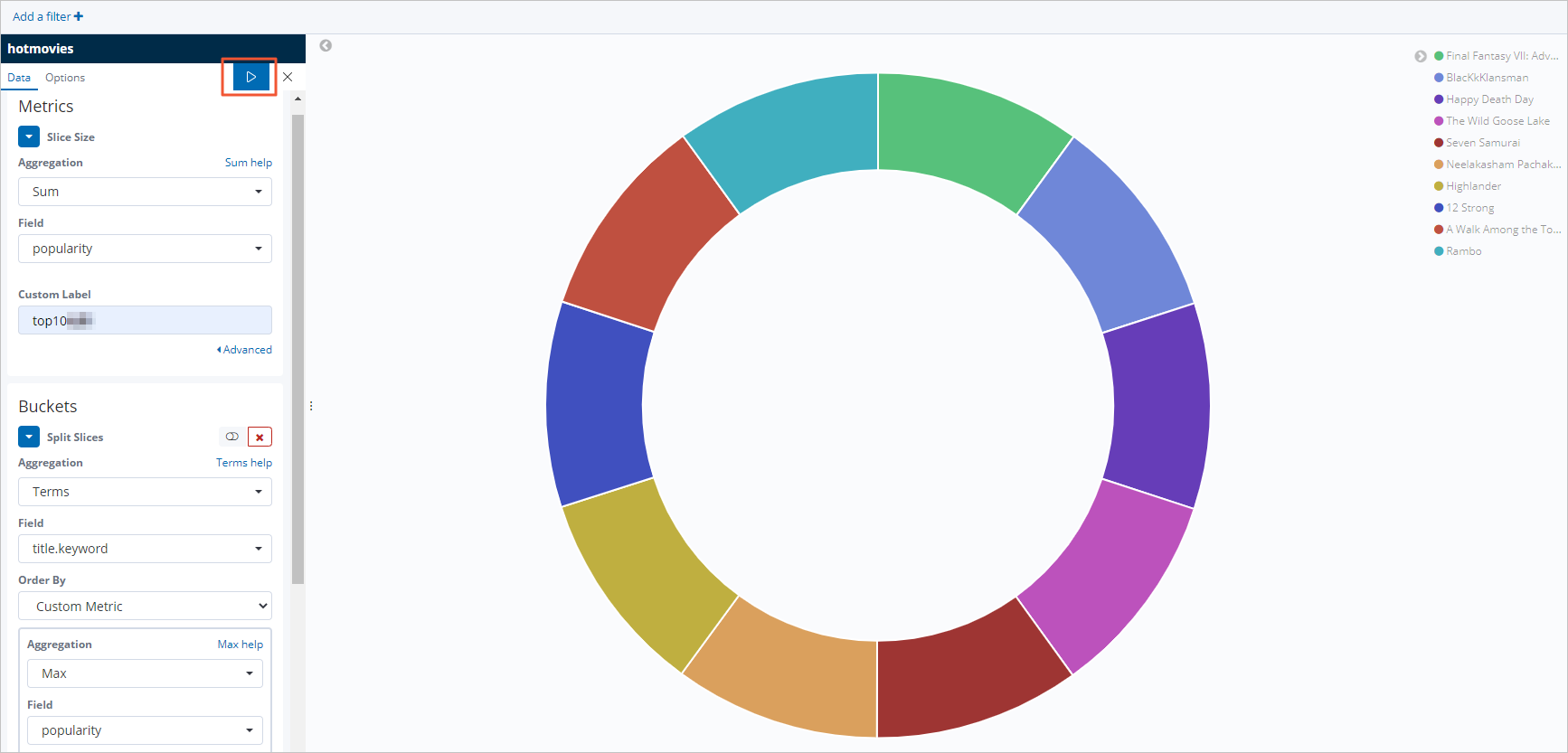 Display results in a pie chart