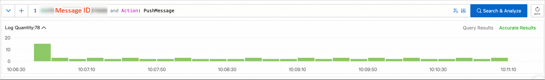 Log search showing a message continuously being pushed