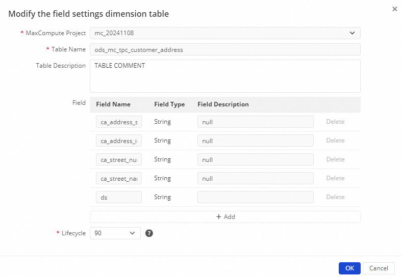 Modify field settings