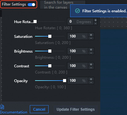打开滤镜配置开关