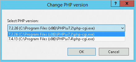 Change the PHP version