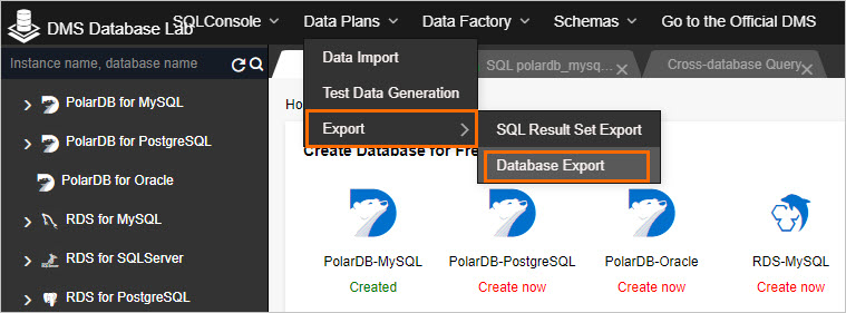 Export all the data in a database