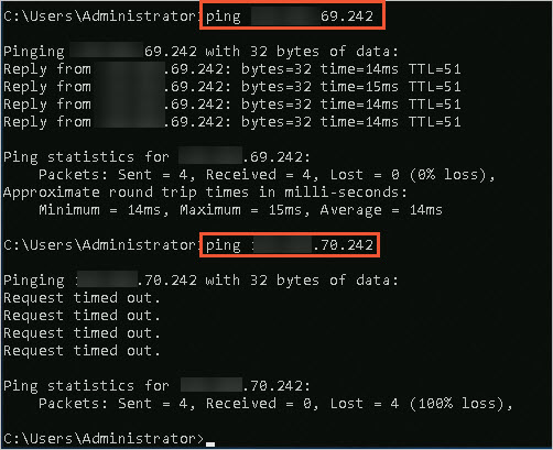 Ping different CIDR blocks