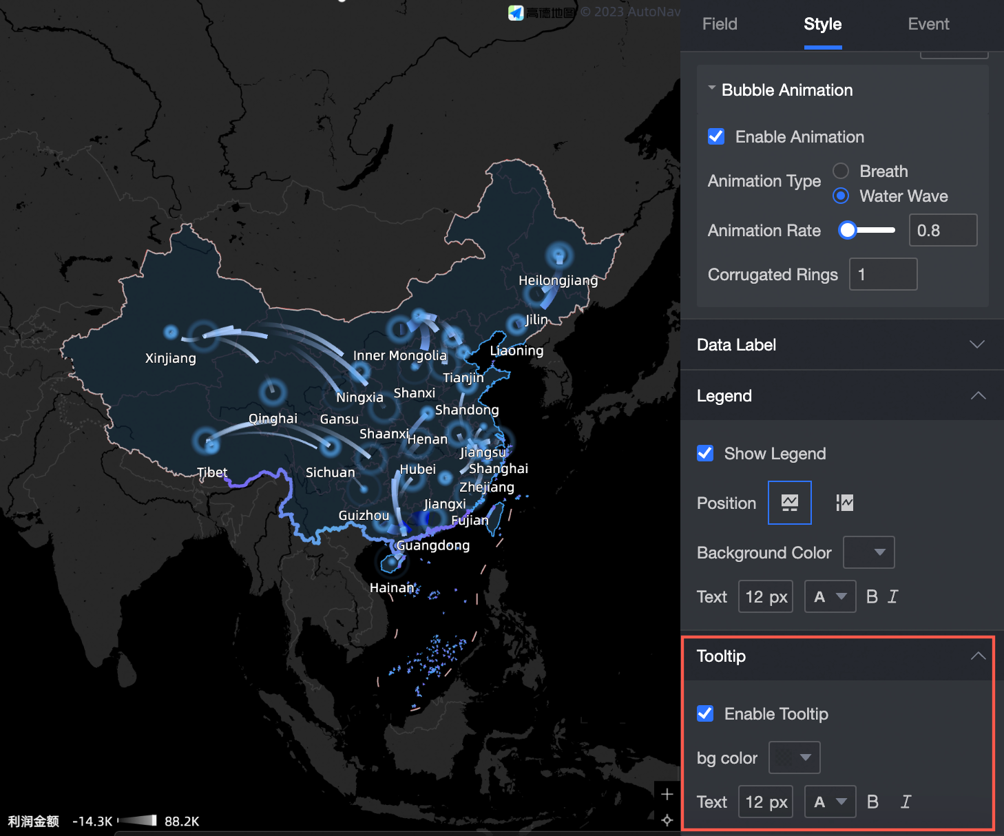 飞线地图-tooltip