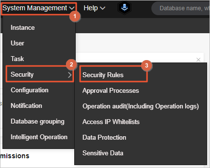 Path to go to the Security Rules tab