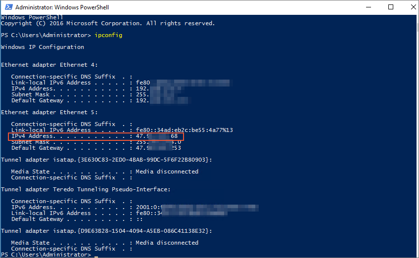 Check the EIP that is associated with the ECS instance