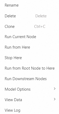 Shortcut menu of a component