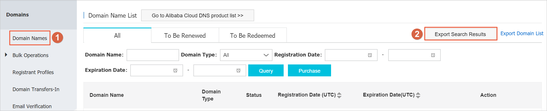 Export domain name list 01