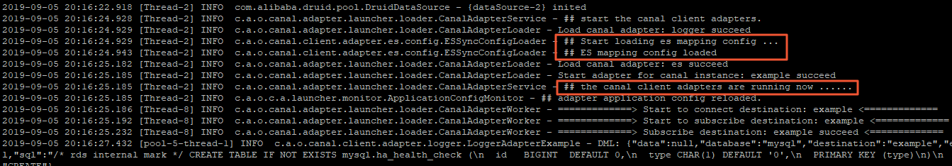 Canal adapter service logs