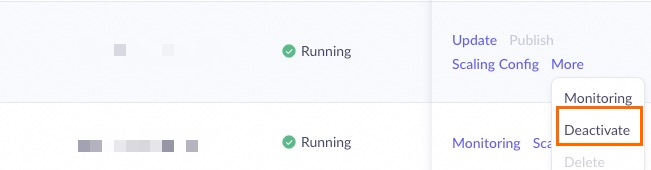 Deactivate a deployed service