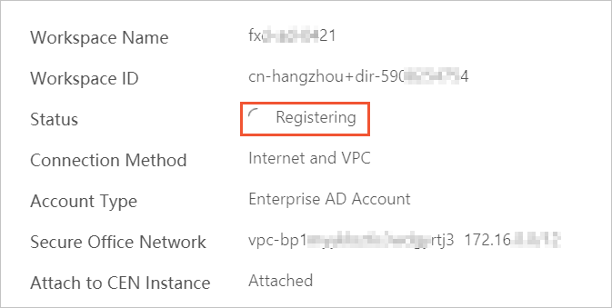 Registering the AD workspace