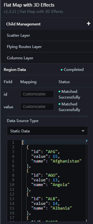 Map Container Data Panel