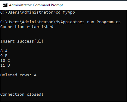 Command output