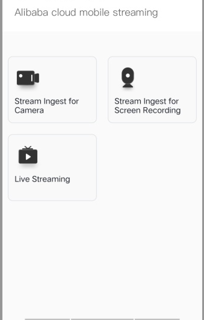 Homepage of the mobile app for stream ingest