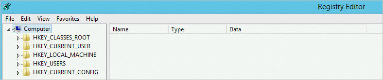 Registry Editor for Windows Server 2012