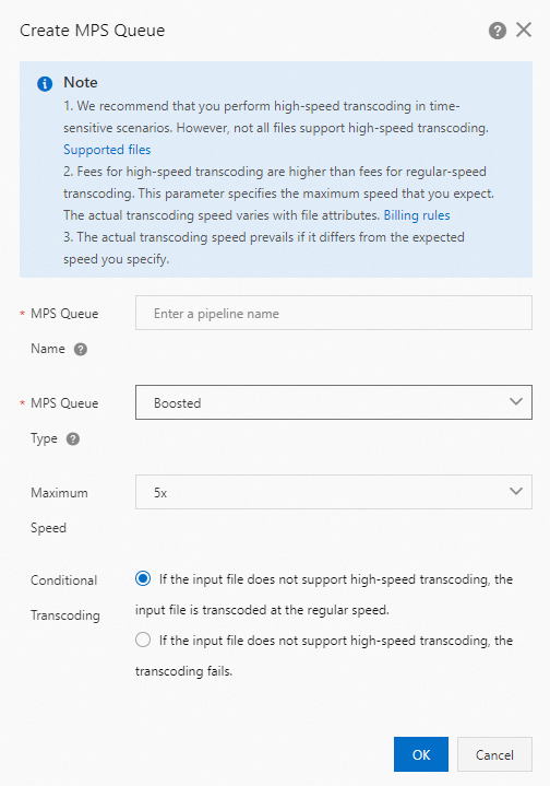 Create an MPS queue for high-speed transcoding