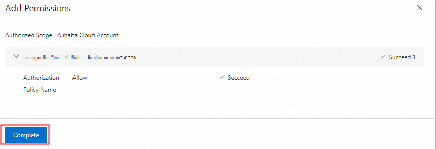 Succeed confirmation message